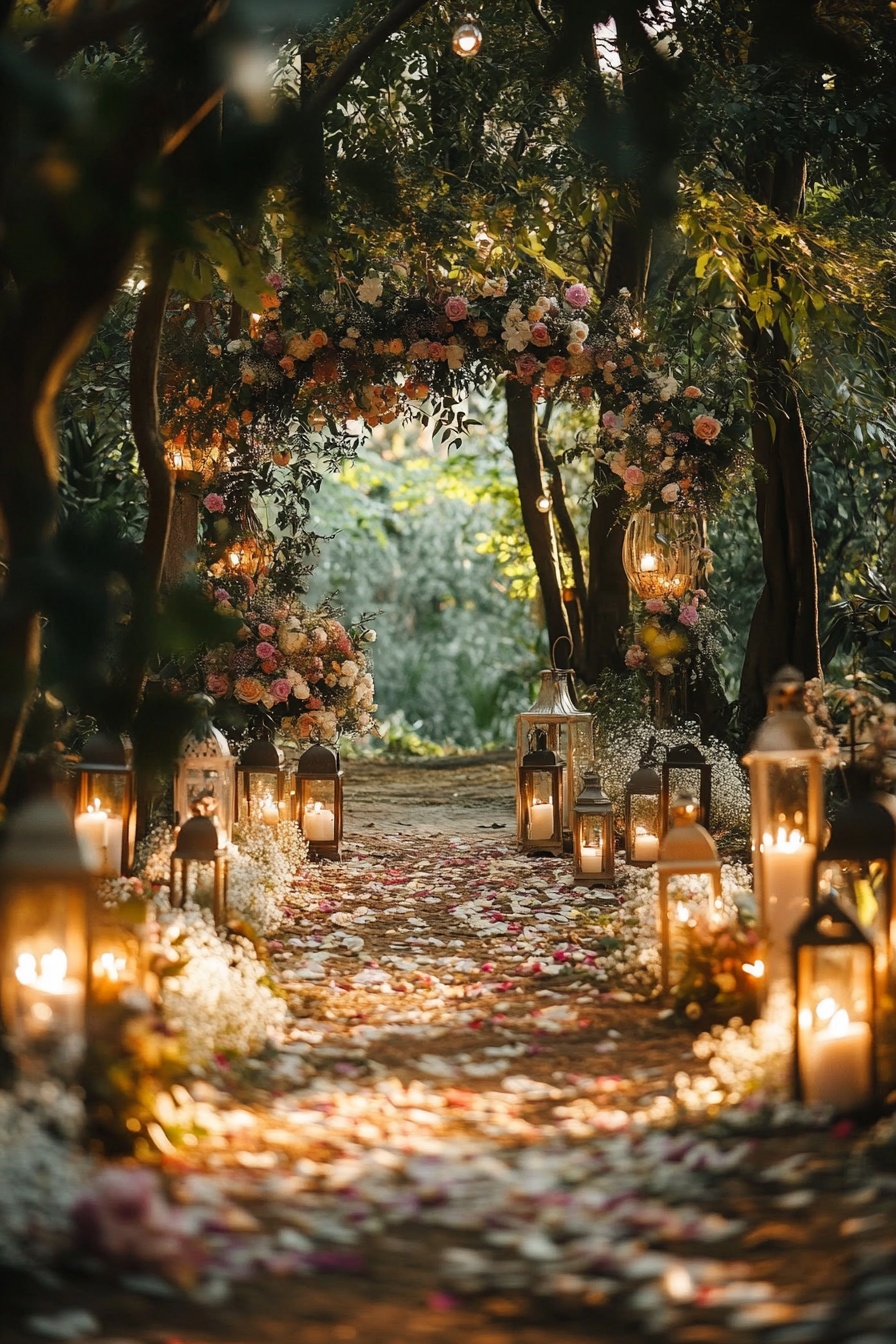 A magical wedding ceremony decor with lanterns and 6