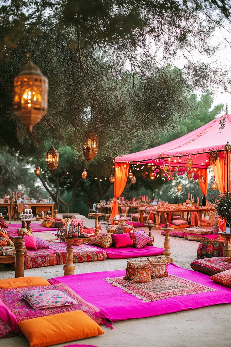 Vibrant Pillows and Lanterns