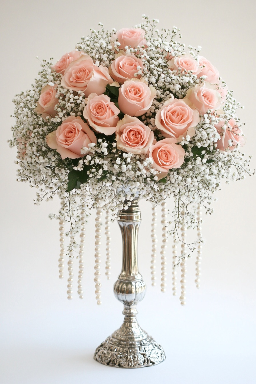 Baby’s Breath and Soft Pink Roses