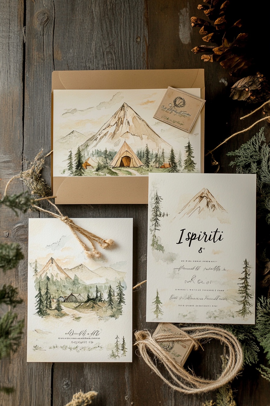 Hand-Painted Mountain Invitations