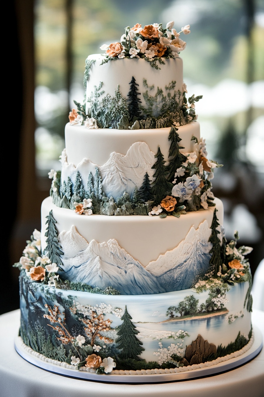 Majestic Mountain-Inspired Wedding Cake