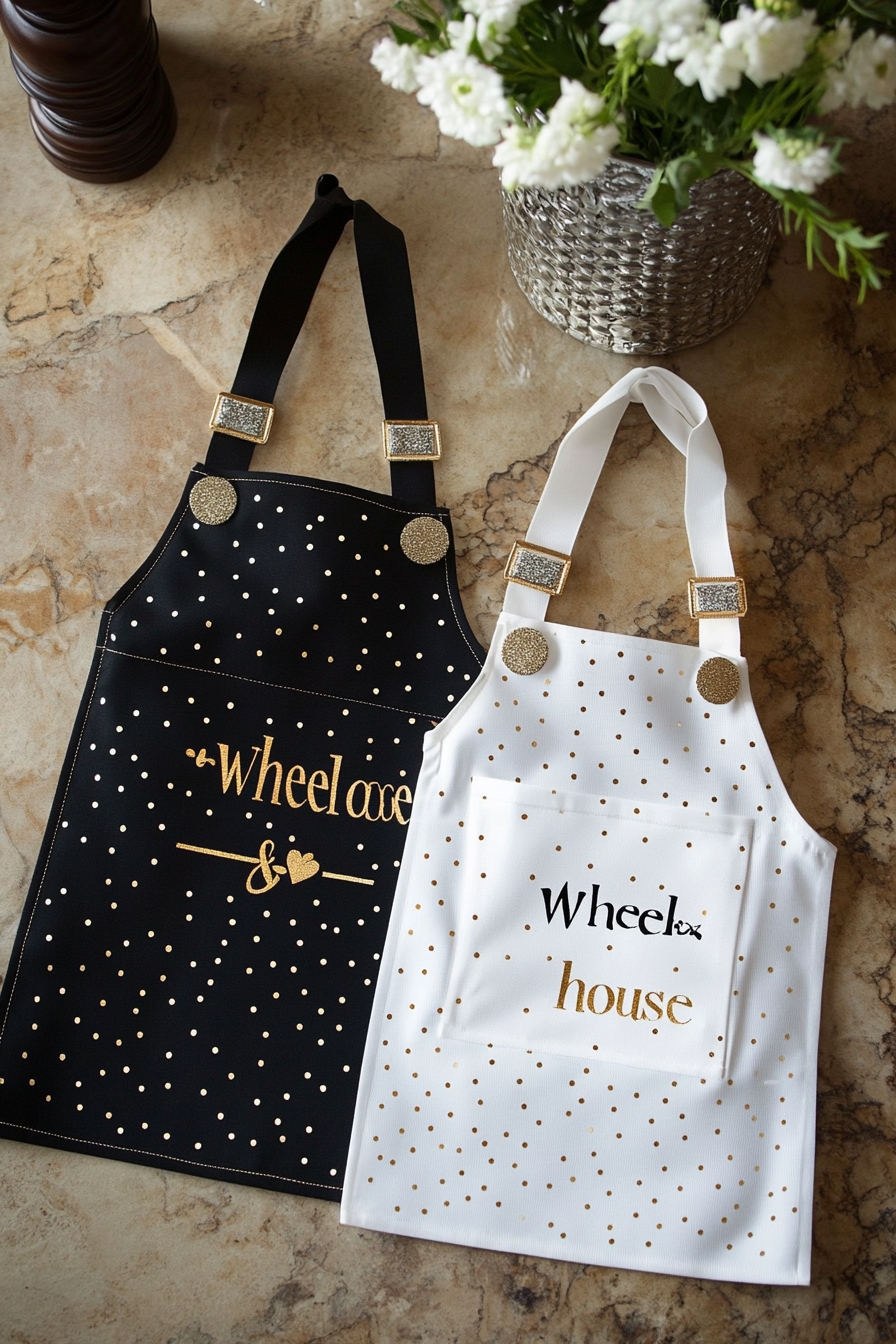 Chic Polka-Dot Aprons for Couples