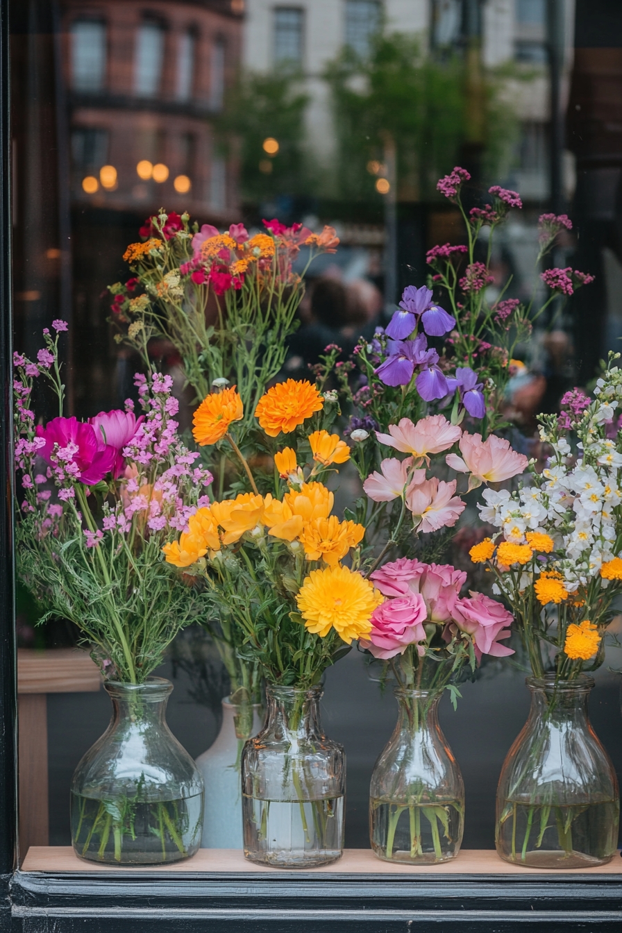 Colorful Window Flower Display