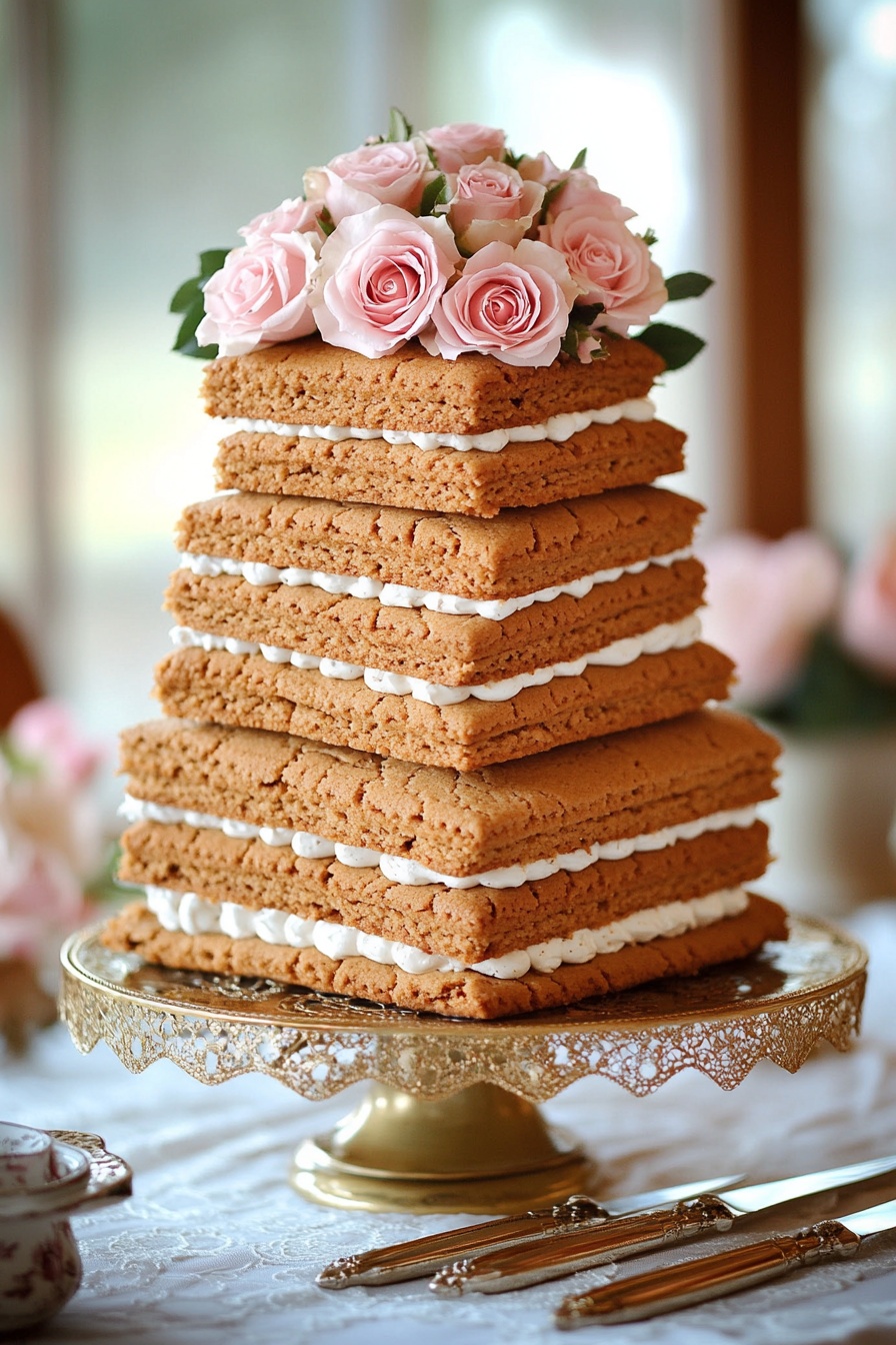 Square-Tiered Cookie Wedding Cake