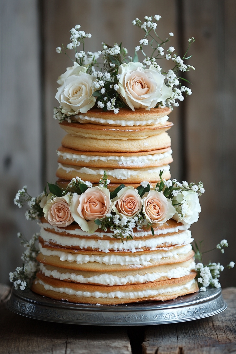 Fluffy Cake Offering Layers of Pancakes and Fresh Cream