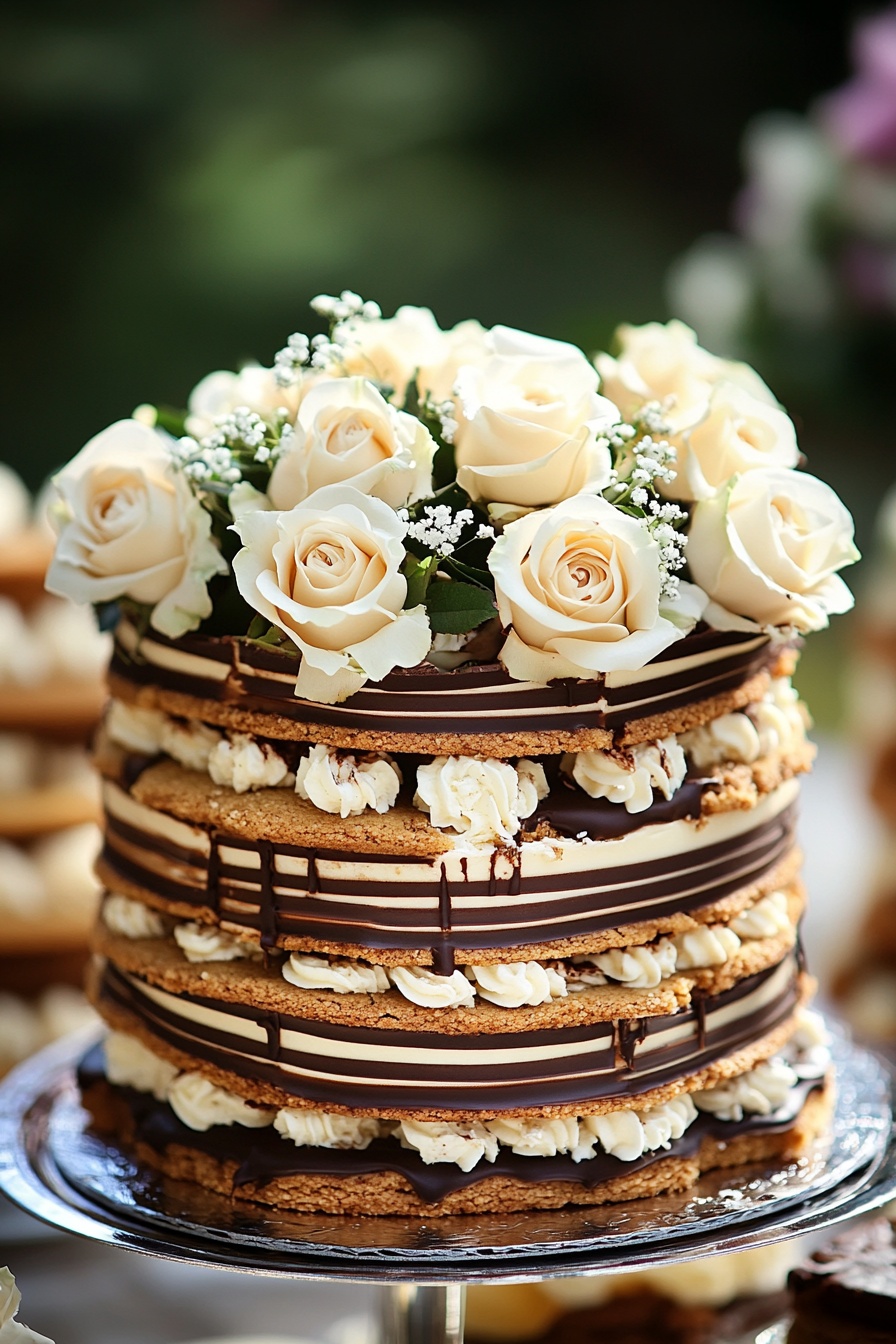 Cookie Wedding Cake with Luxurious Chocolate Layers