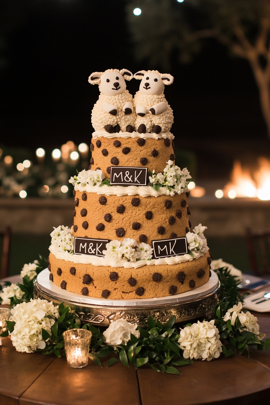 Three-Tier Chocolate Chip Cookie Wedding Cake