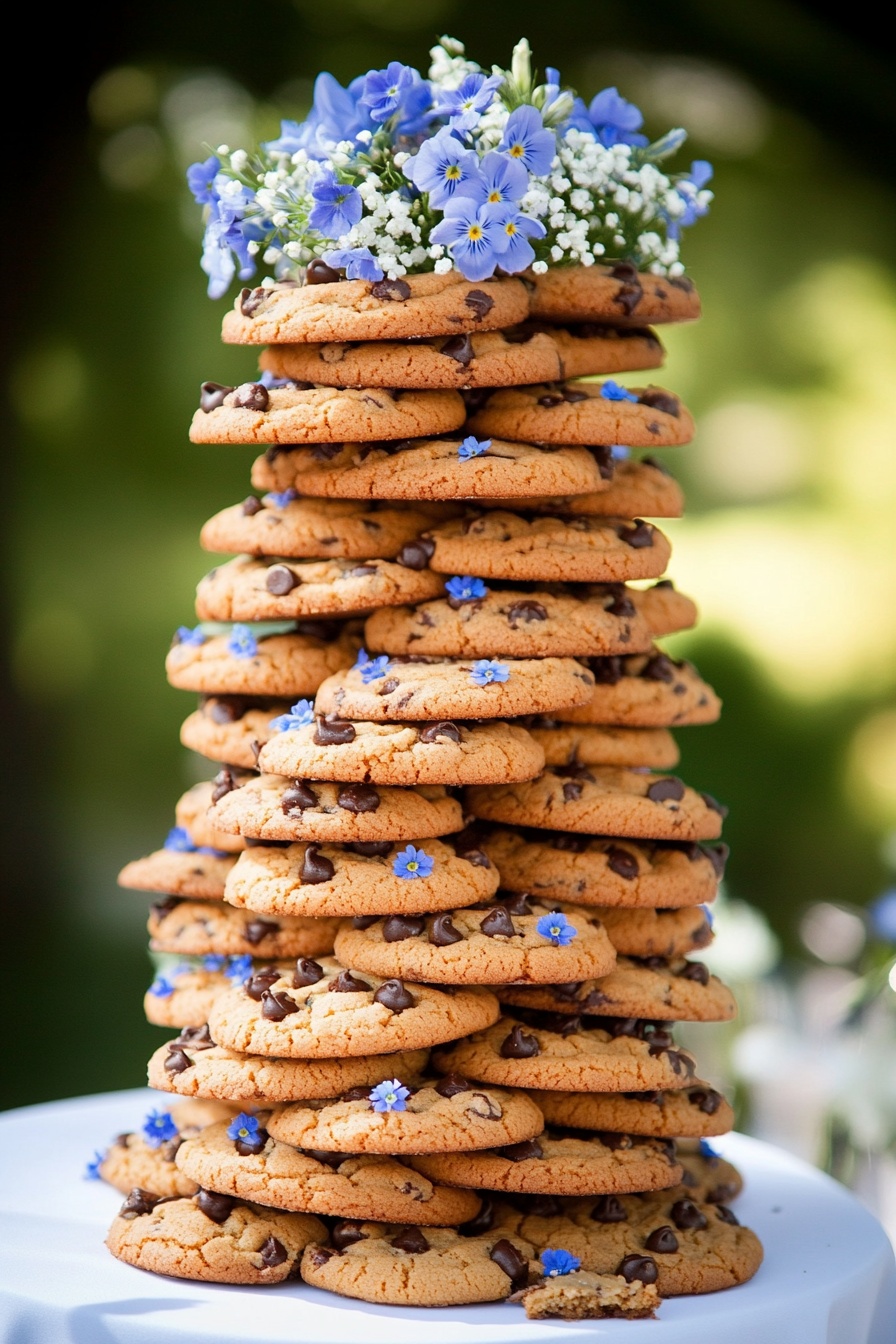 Wedding Dessert with a Stacked Cookie Cake