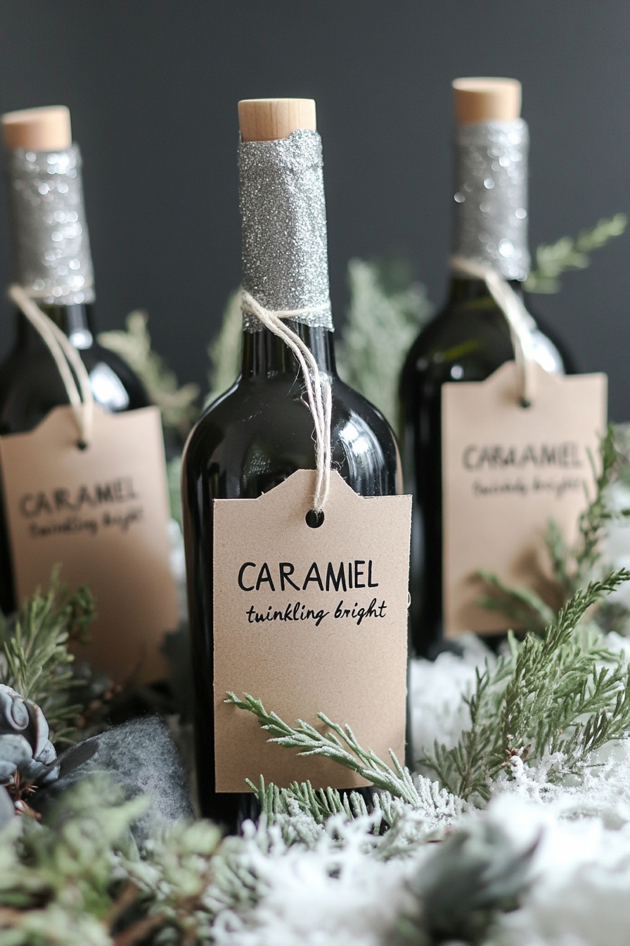 Custom Glittered Wine Bottles