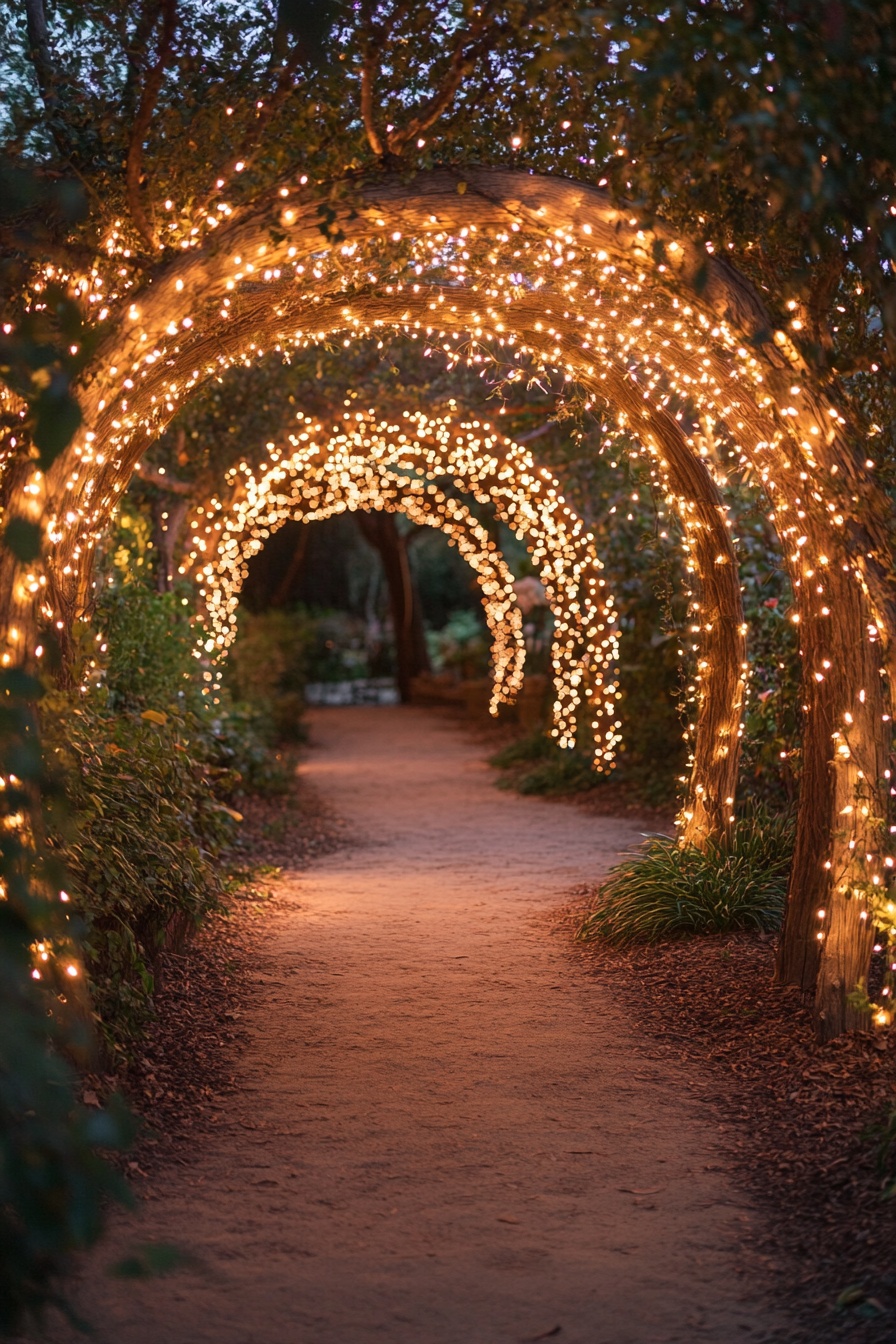 Wedding Pathway Under Twinkling Light 