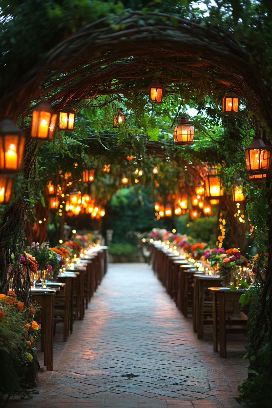 Candlelit Wedding Feast Beneath Floral