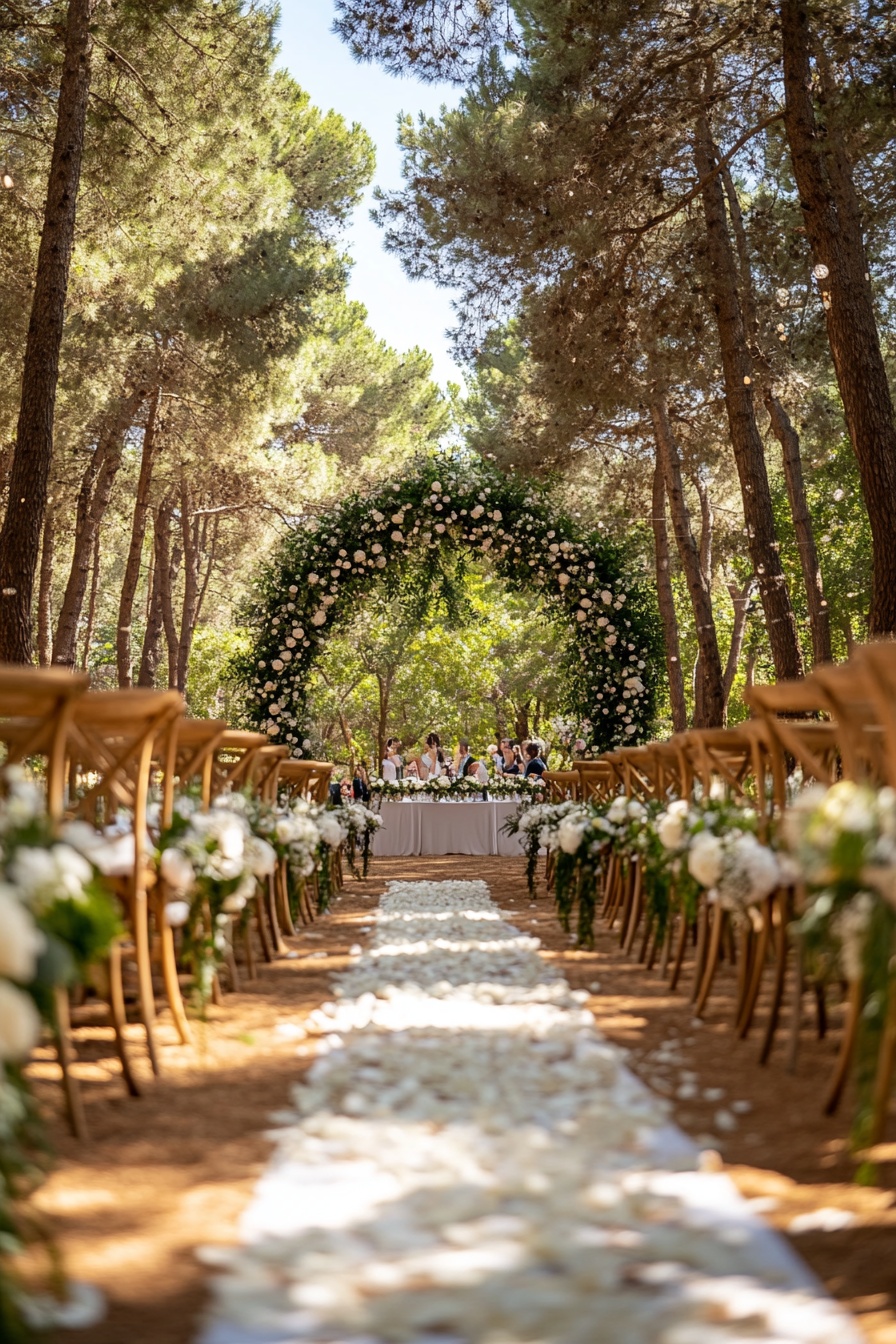 Walk Down a Floral-Filled Aisle in a Woodland Setting