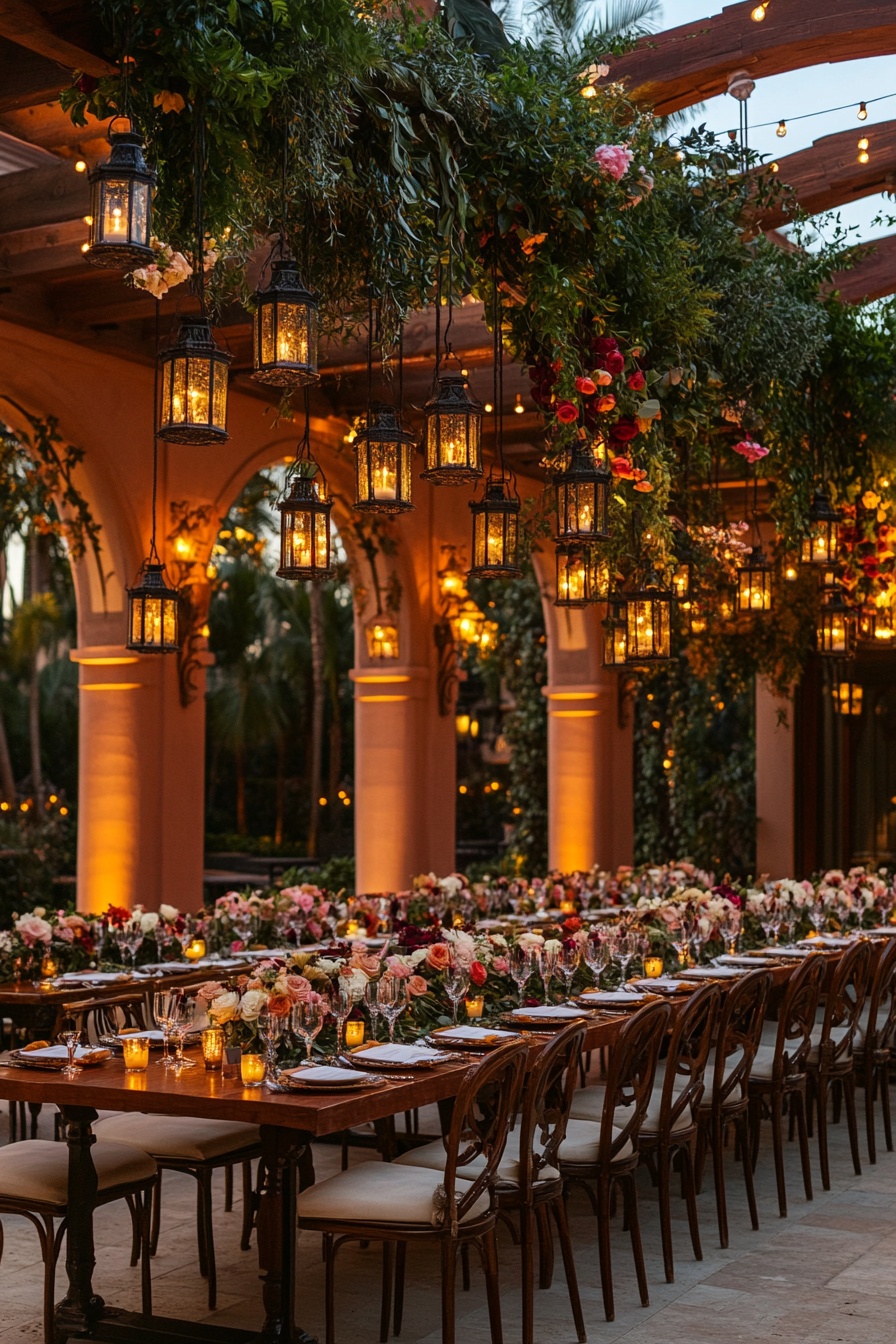 Courtyard Reception with Hanging Lanterns