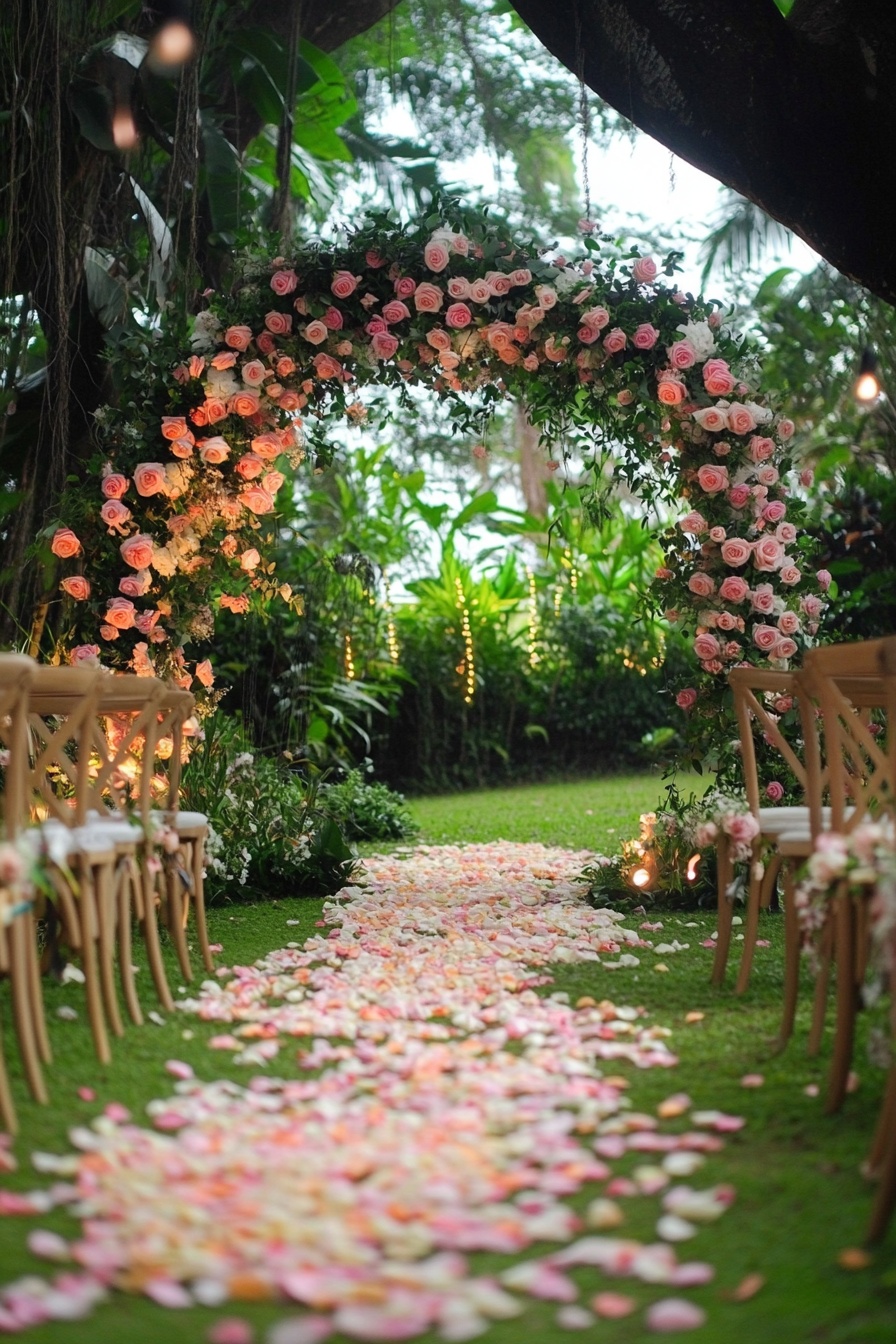 Fairytale Garden Ceremony Highlighting a Floral Arch