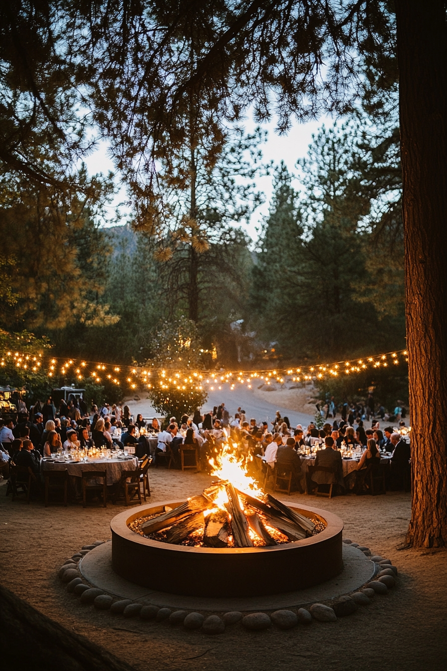 Fire Pit and Twinkling Lights