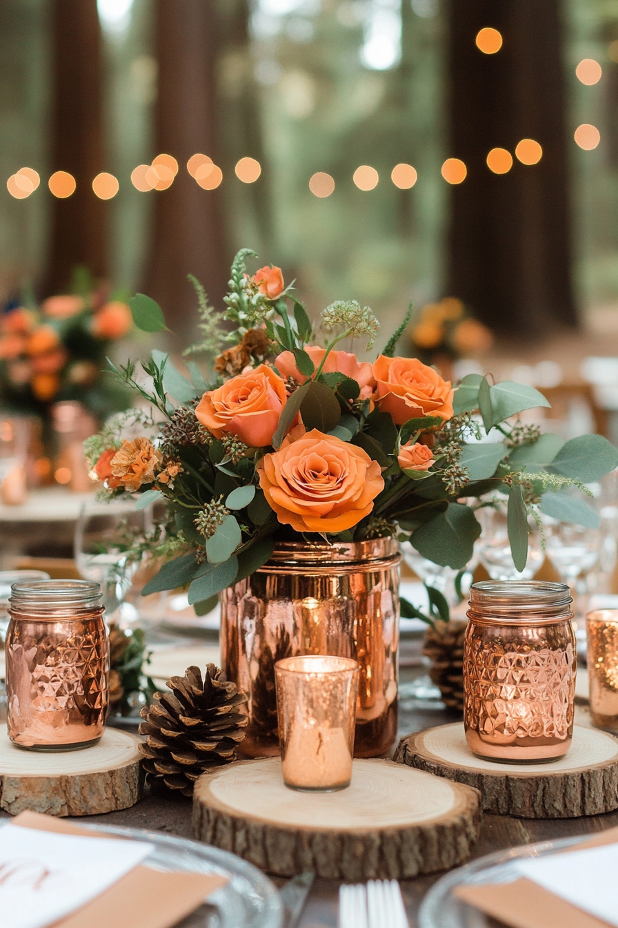 Floral Copper Centerpieces
