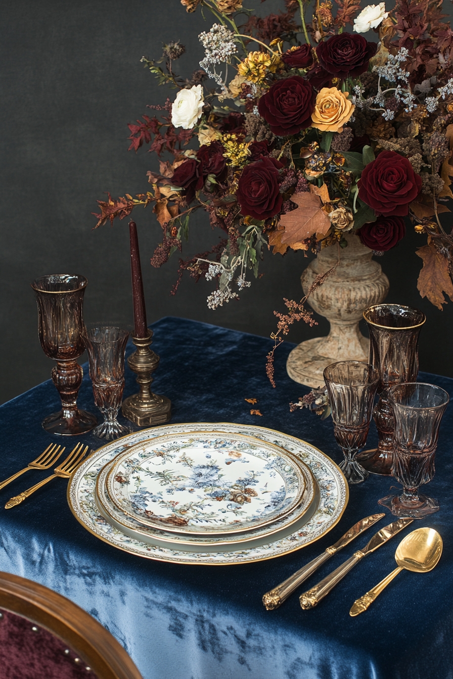 Glamorous Fall-Inspired Dinner Setting