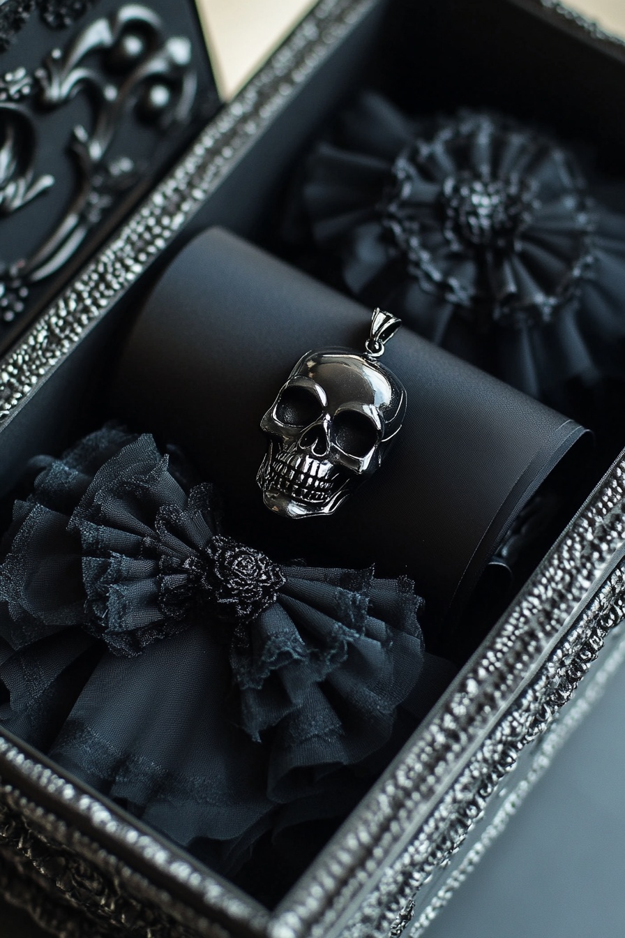 17. Dark Elegance Skull Pendant & Lace Gift Set
