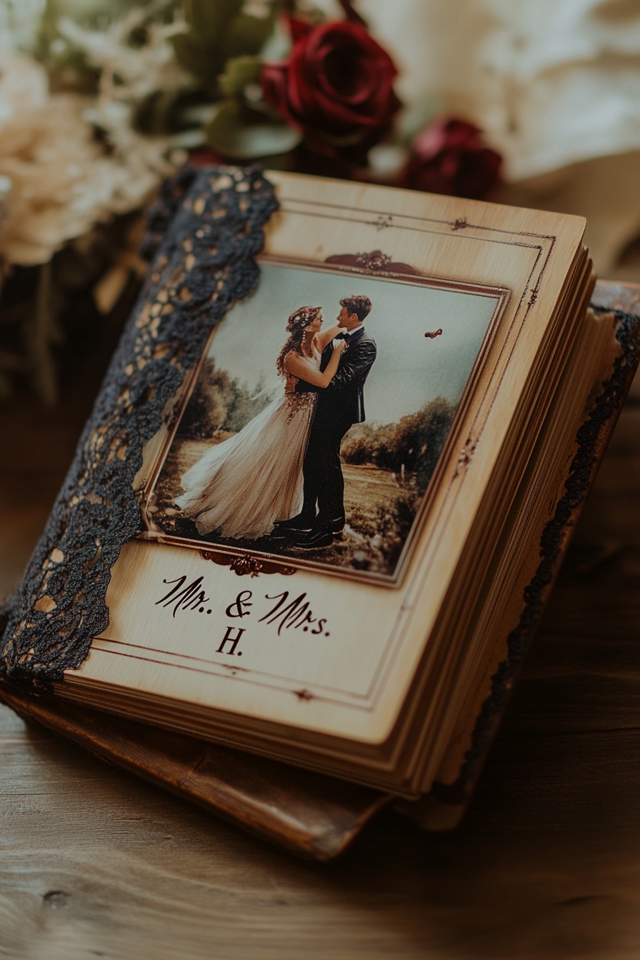 9. Antique Gothic Wedding Memory Book
