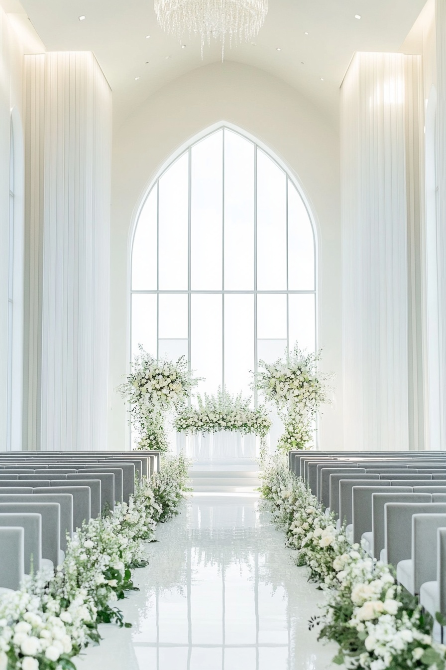 Glass Chapel Displaying Romantic White Florals