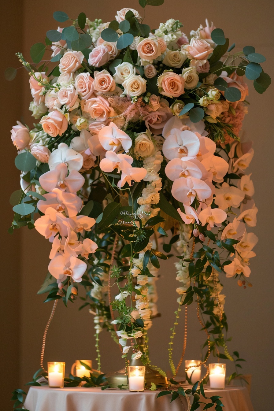 Ceremony with a Grand Floral Pedestal Arrangement