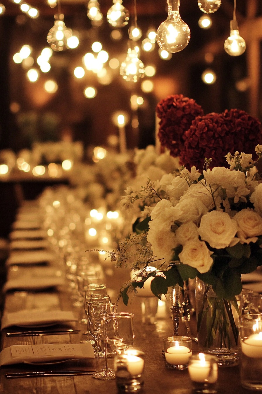 Candlelit Tables and Fresh Floral Arrangements