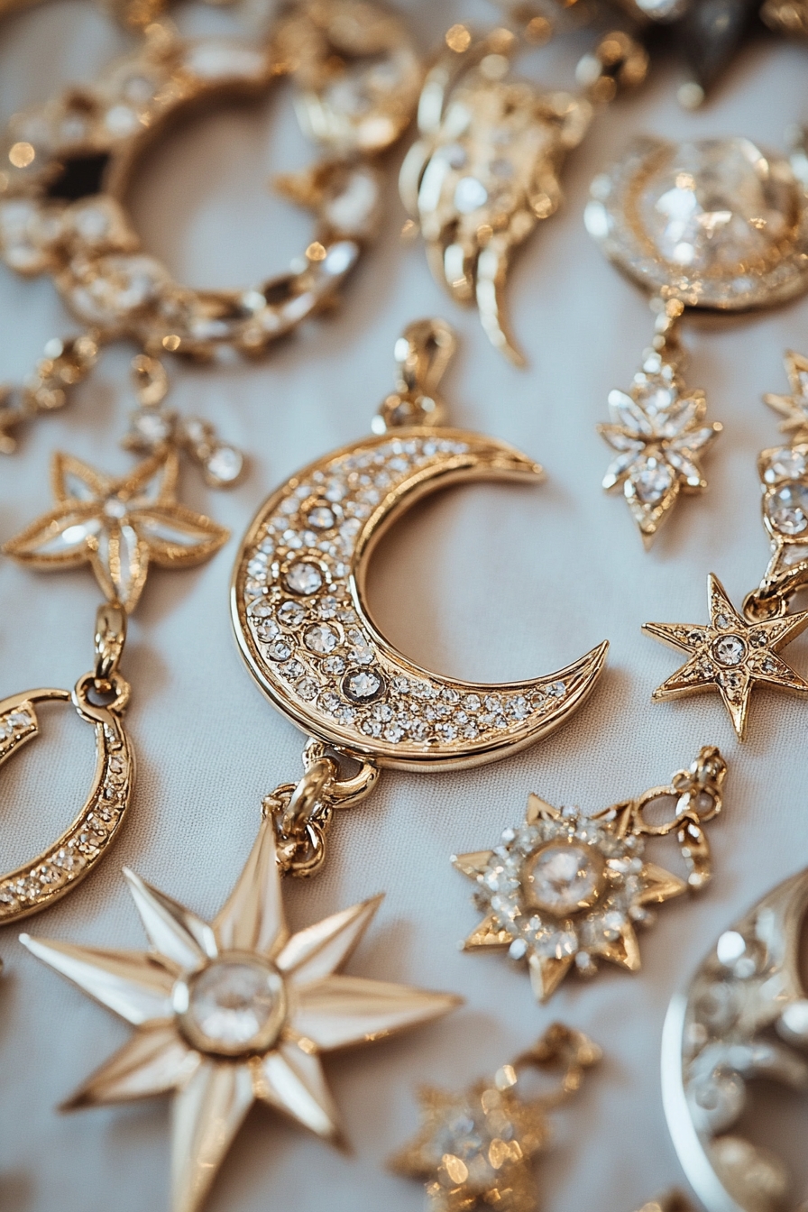 Sparkling Moon and Star Jewelry