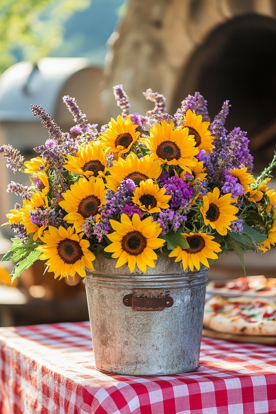 Sunflower and Purple Floral Display