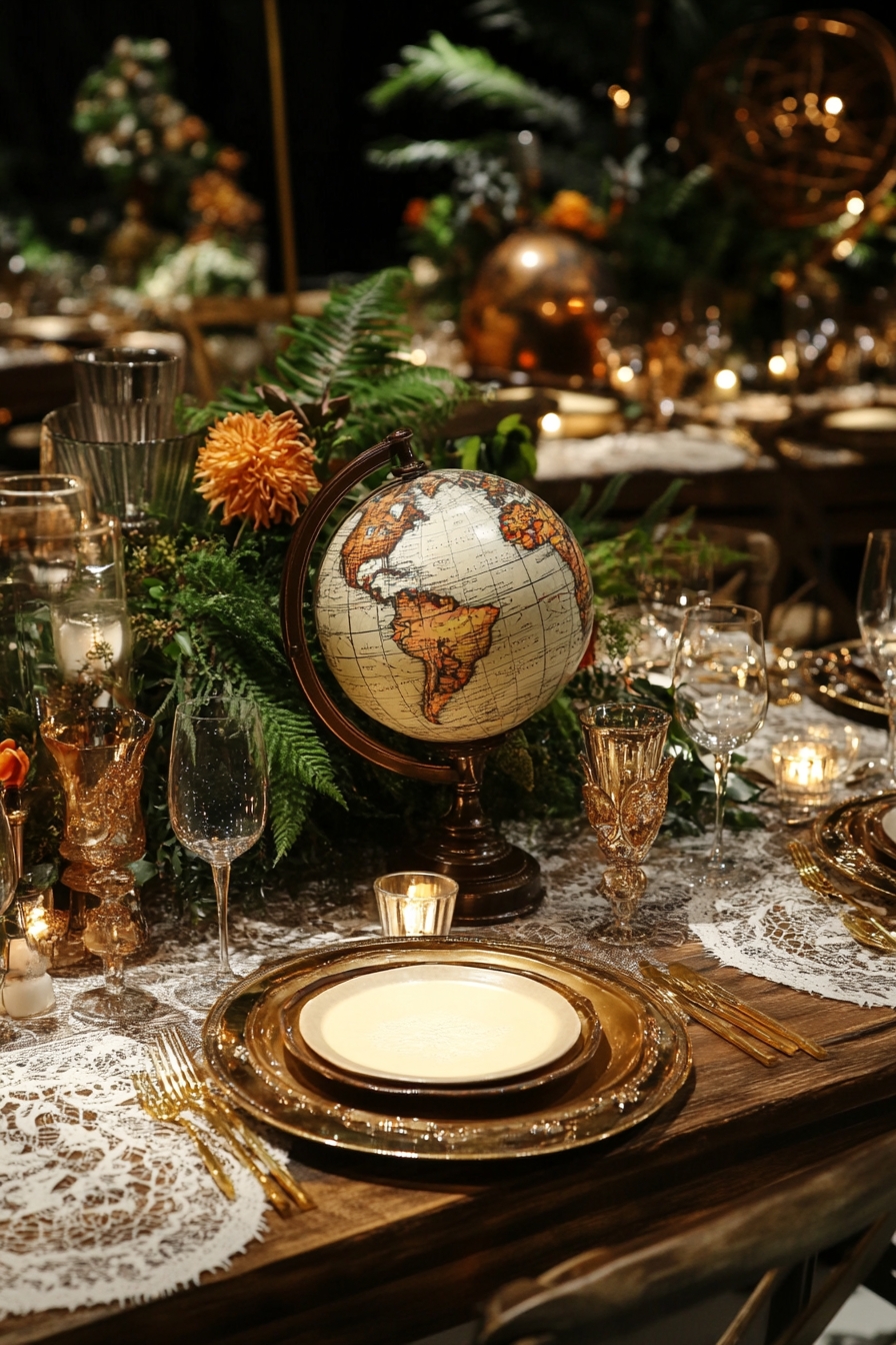Table with Antique Globe