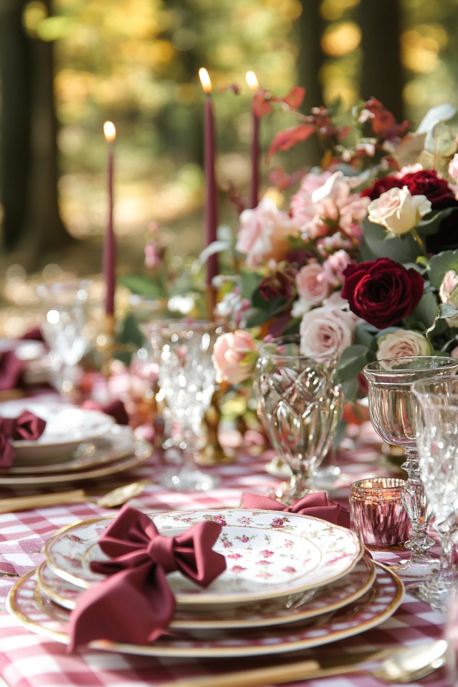 Wedding Reception Set in a Cozy Forest Clearing