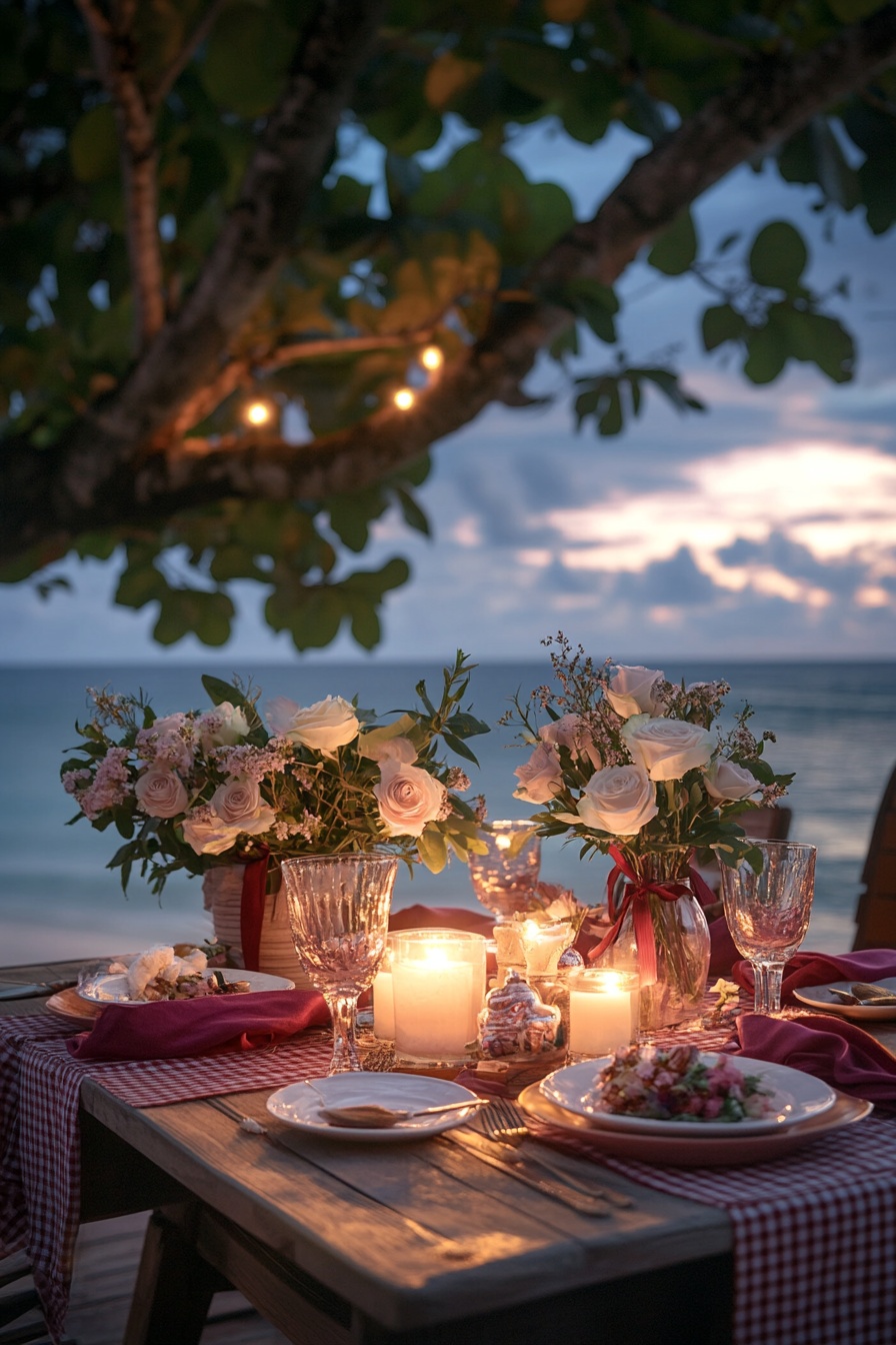 Intimate Beachfront Wedding Dinner at Sunset