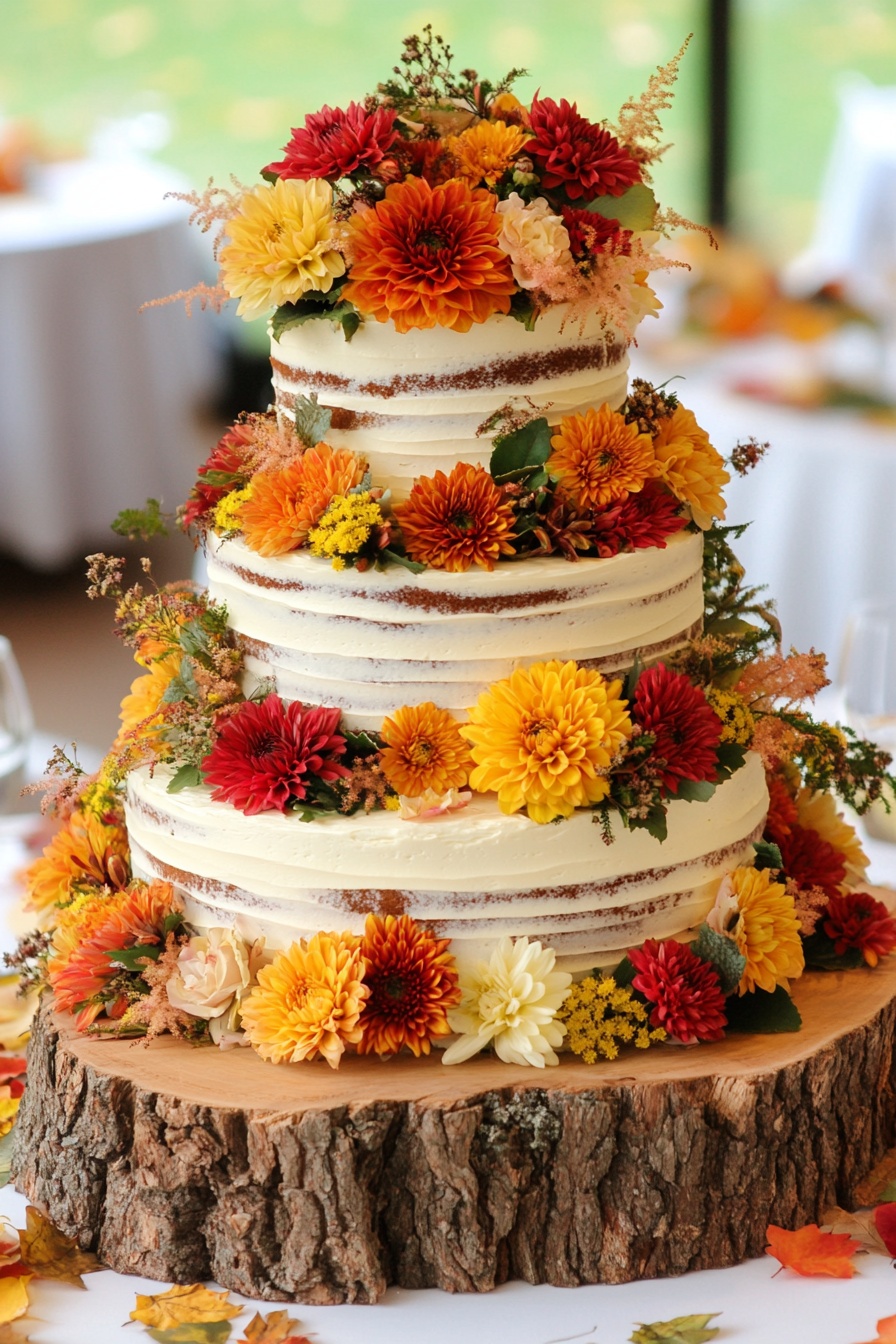 Wedding Cake Featuring Bold Seasonal Florals