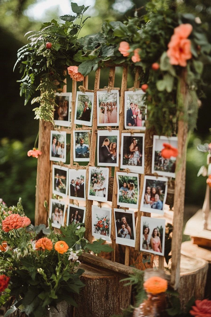 Wedding Memories with a Flower-Decorated Photo Wall