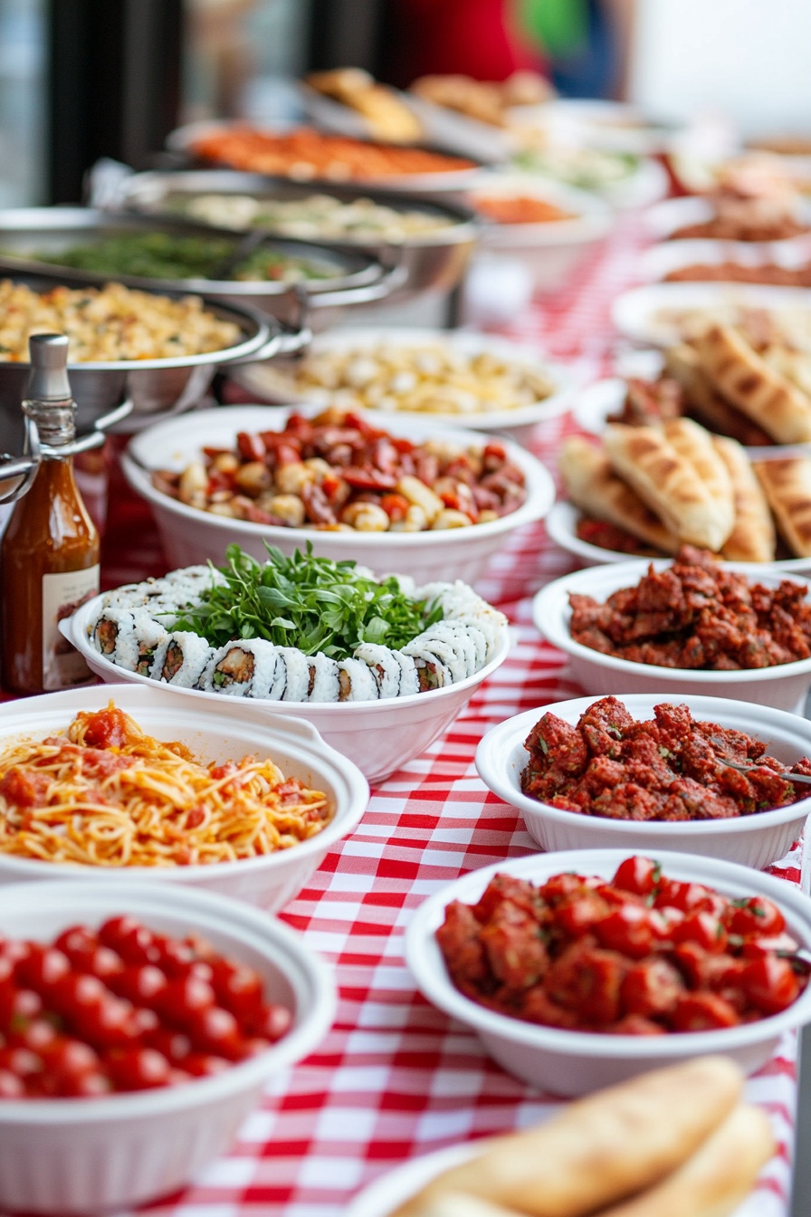 Guests with a Pasta Buffet Full of Flavor