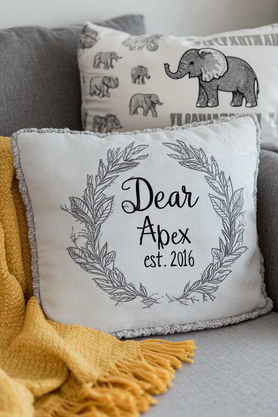 Whimsical Wreath Design Pillow