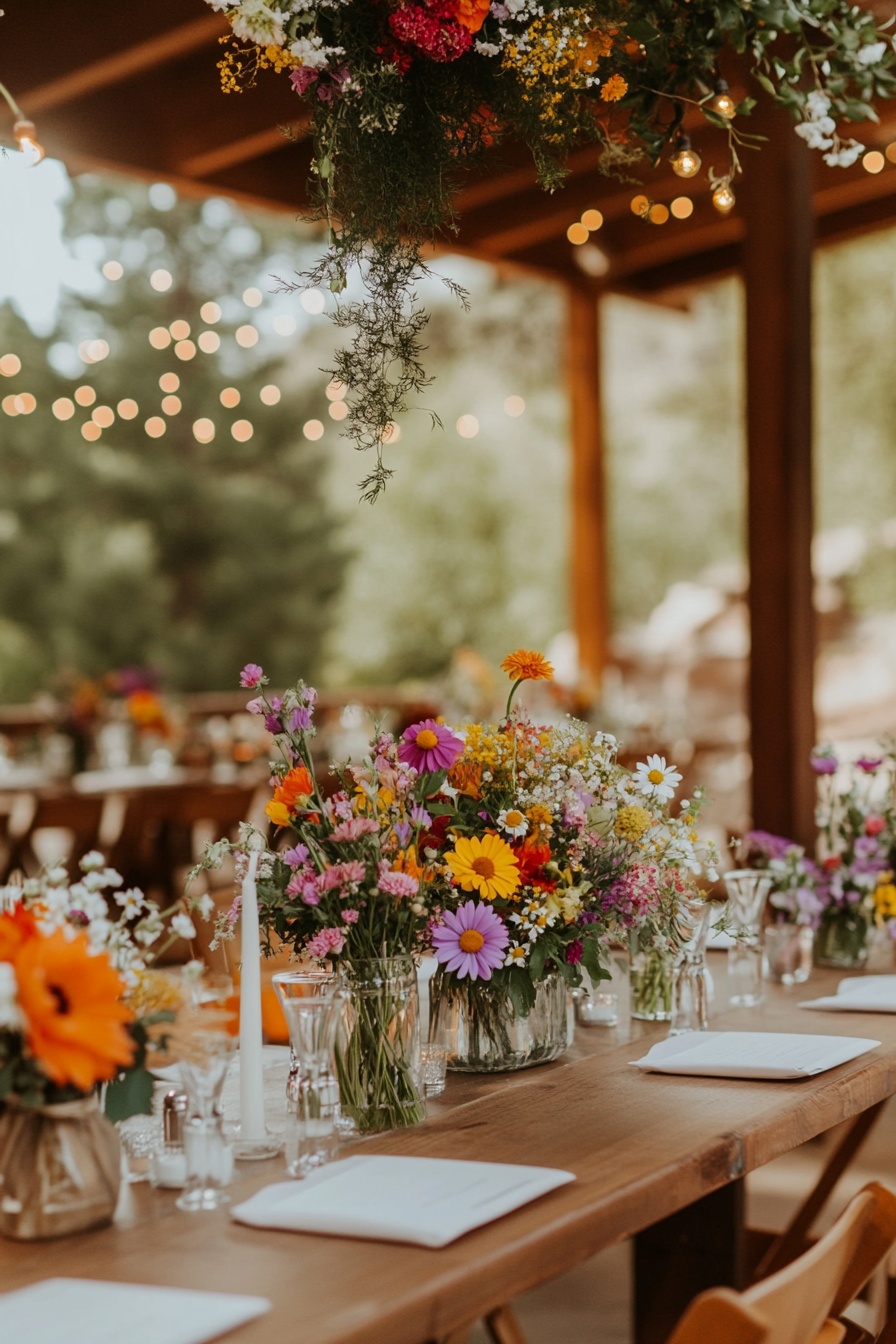 Cozy Outdoor Reception Using Wild Blooms