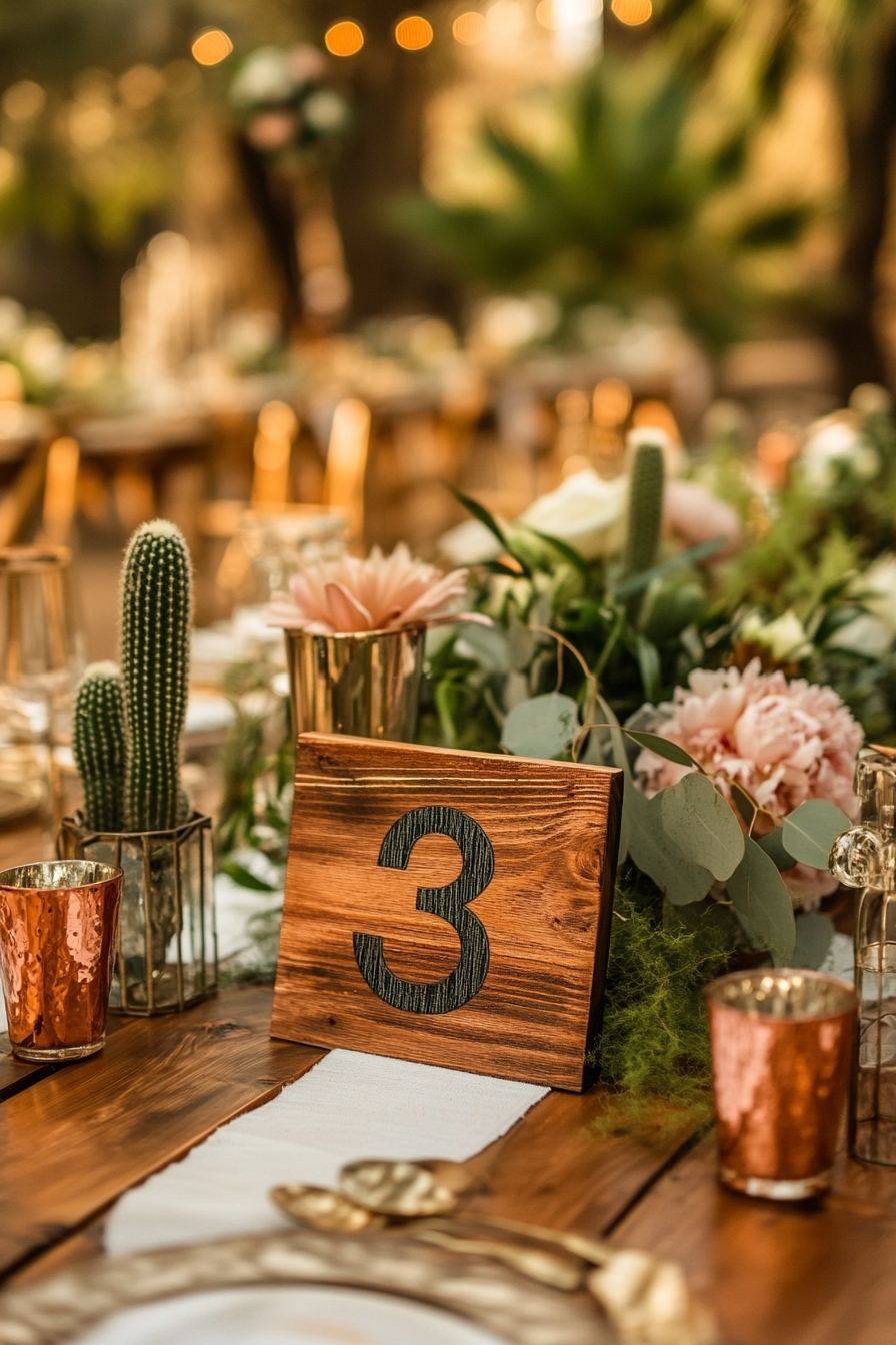 Wooden Numbers Lush Greenery