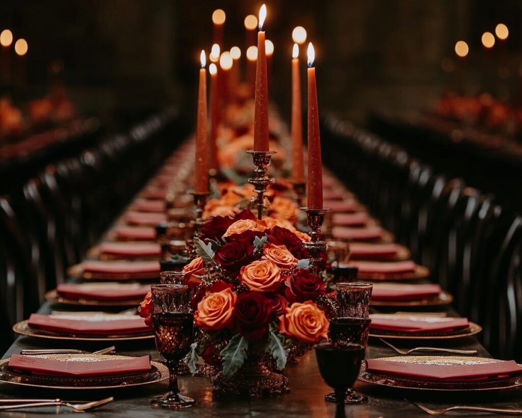Deep Red and Gold Tones
