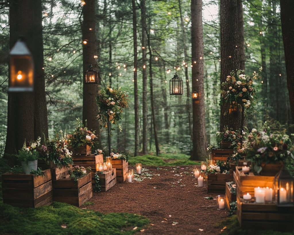 Soft Candle Glow and Wild Greenery