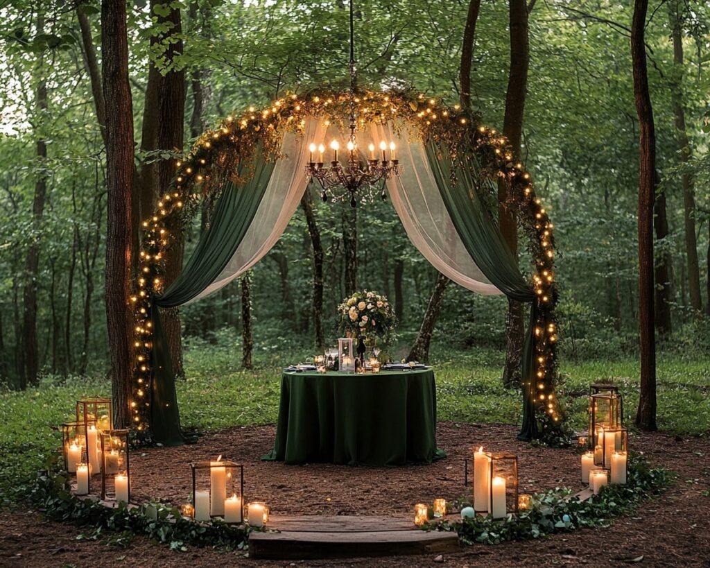 Green Drapes and Soft Lighting