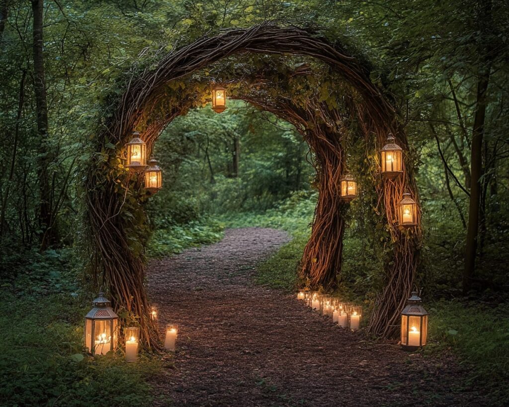 Candlelit Archway of Twisting Branches