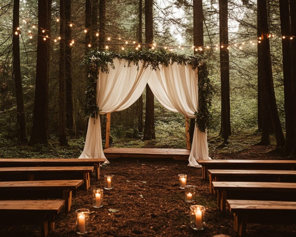 Minimalist Forest Altar and Candlelight