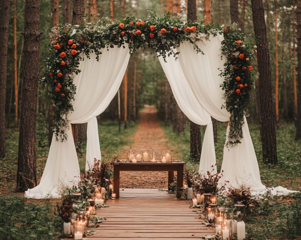 Sheer Curtains and Orange Rose Accents