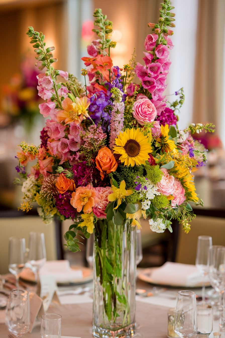 Create Grand Centerpieces with Height and Bold Color Layers