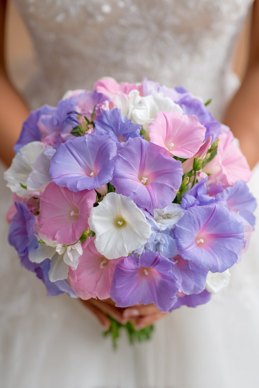 Soften a Bridal Look with Pastel Morning Glory Blooms