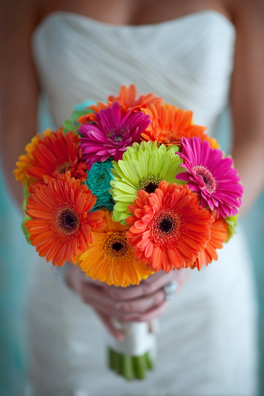 Energize a Bridal Look with Vivid Gerbera and Bold Color Pops