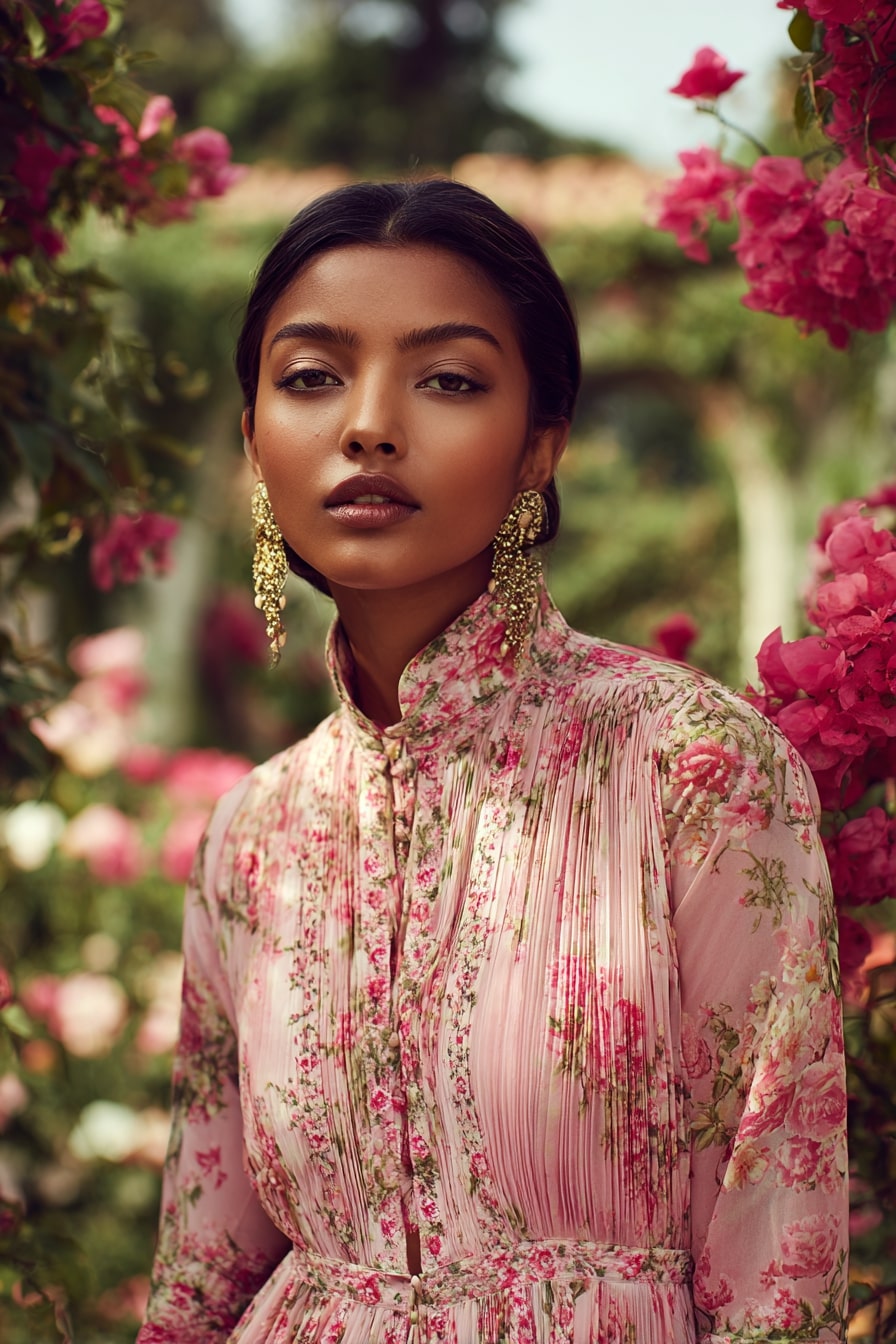 Soft Florals with Sculptural Earrings