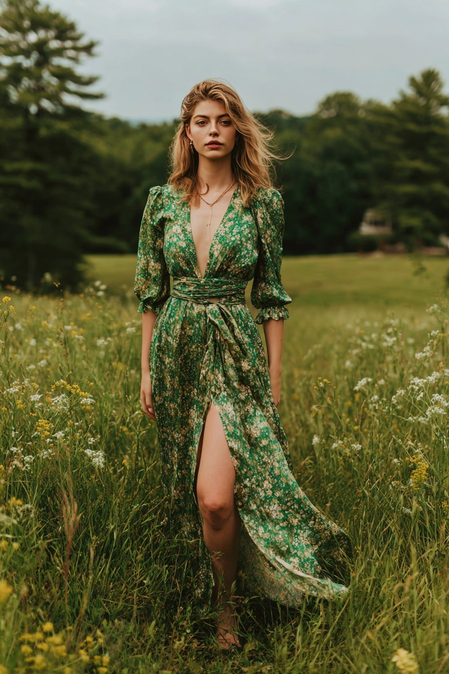 Flowing Green Florals