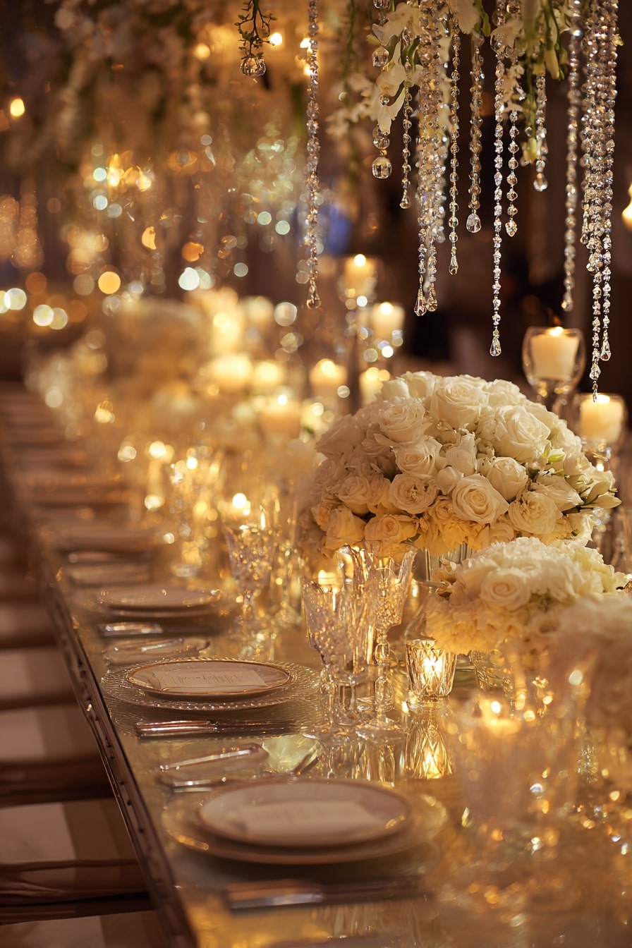 Drape Crystal and Floral Garlands for Opulent Table Drama