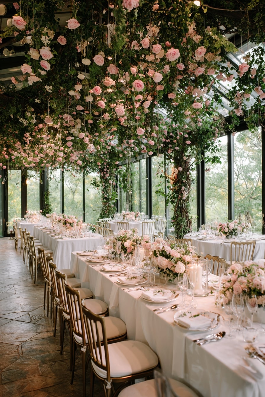 Drape Floral Garlands Overhead for a Garden Canopy